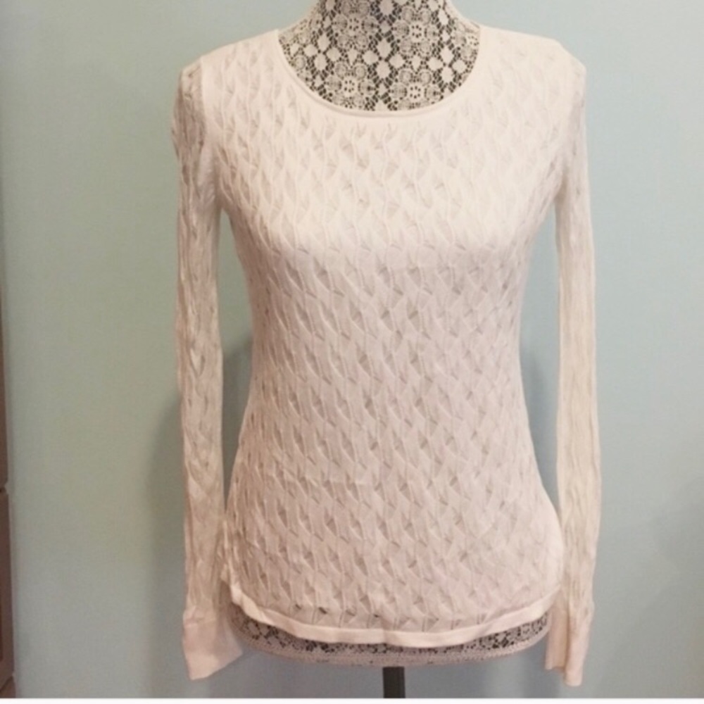 Ann Taylor Sheer Knit Mixed Media Sweater